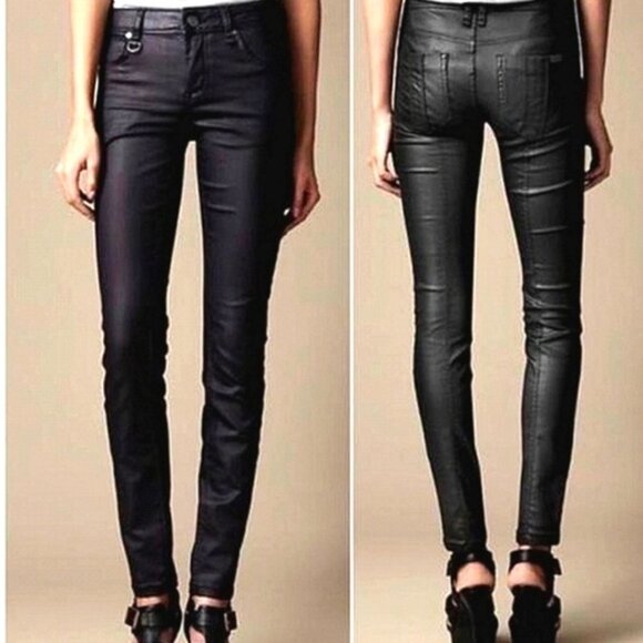 Size 24W Burberry Pilton Skinny Ankle Stretchy Jeans Women's Burgundy Authentic